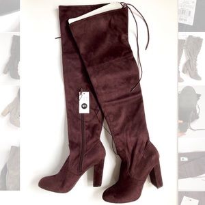 A NEW DAY | Burgundy Thigh High Boots Block Heel